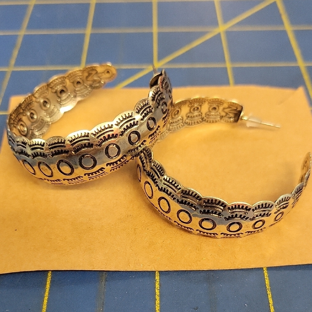 Silver Tone Hoop 1.5" Earrings